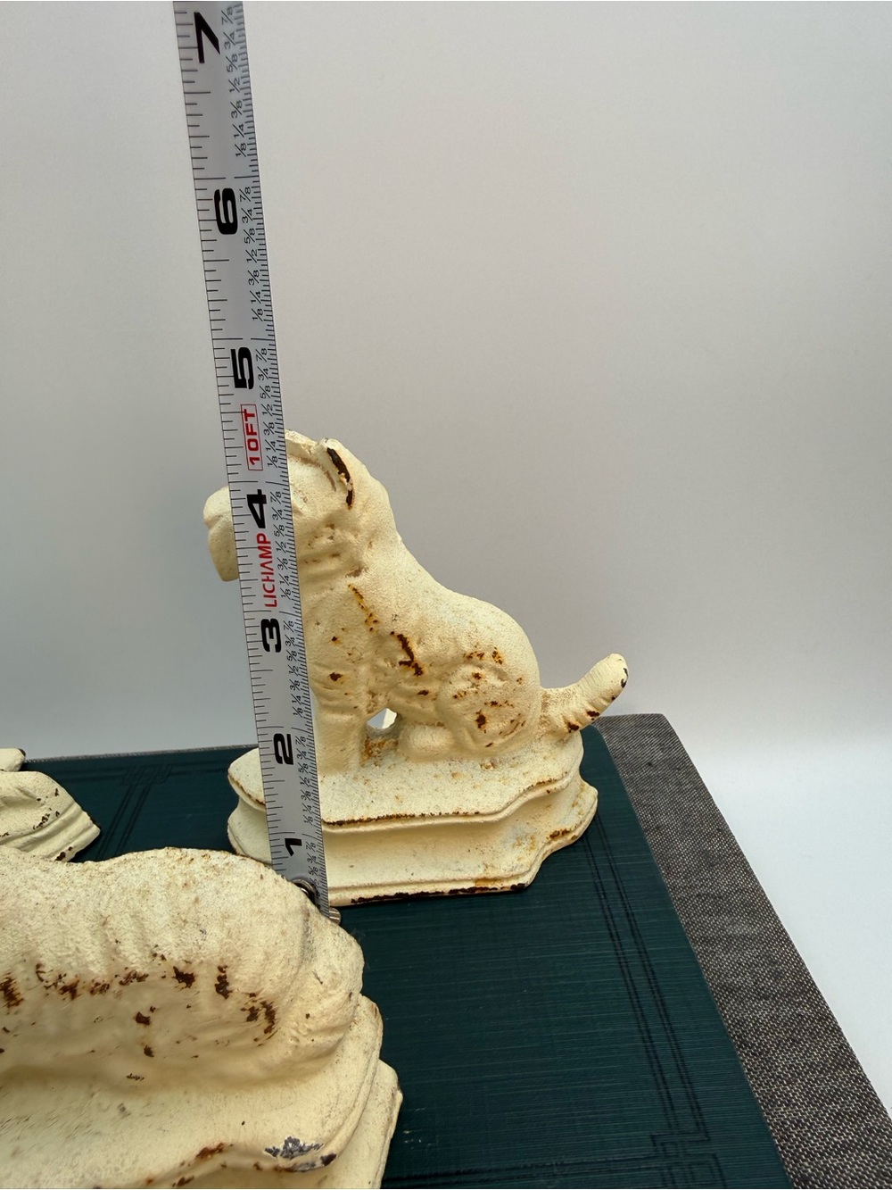 Set of 3 Vintage Cast Iron Scottie Dog Bookends - Cream - Picture 8 of 10